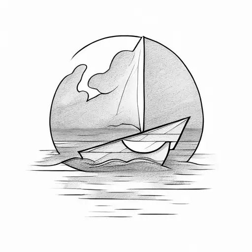PAPER BOAT IN THE SEA tattoo design idea