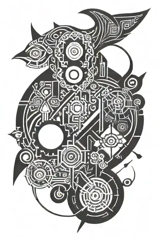 I want a Maori themed tattoo related to electronics. tattoo design idea