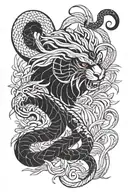 snake monkey tiger emerging tattoo design idea