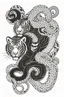 snake monkey tiger emerging tattoo design idea