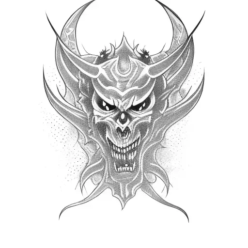 demon playing a guitar tattoo design idea