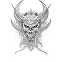 demon playing a guitar tattoo design idea