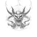 demon playing a guitar tattoo design idea