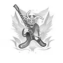 demon playing a guitar tattoo design idea