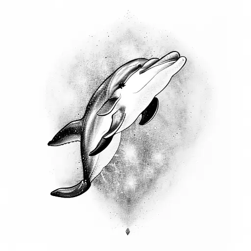 dolphins mirrored and text saying "Andy's Bitch" in the middle tattoo design idea