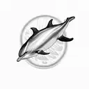 dolphins mirrored and text saying "Andy's Bitch" in the middle tattoo design idea