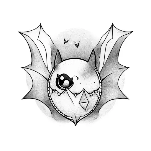 bat hugging a stuffed animal  tattoo design idea