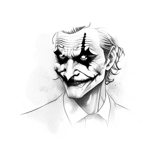 Joker is standing around him HA HA HA tattoo design idea