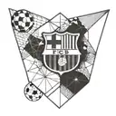 Incorporate the Barcelona FC logo into a geometric football pattern tattoo design idea