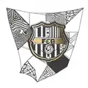 Incorporate the Barcelona FC logo into a geometric football pattern tattoo design idea