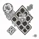 Incorporate the Barcelona FC logo into a geometric football pattern tattoo design idea