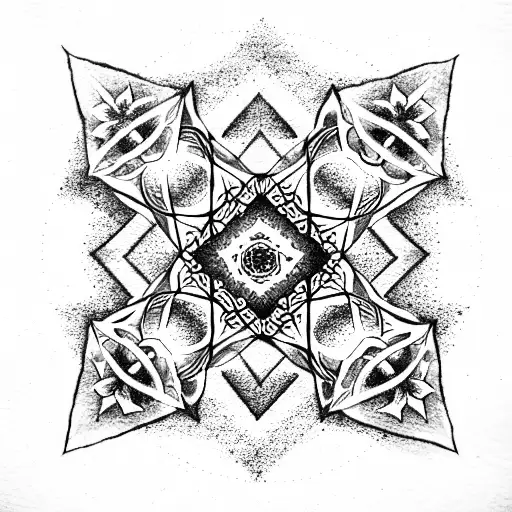 hexagram with holy words tattoo design idea