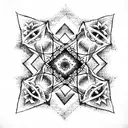 hexagram with holy words tattoo design idea