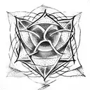 hexagram with holy words tattoo design idea