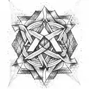 hexagram with holy words tattoo design idea