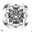 hexagram with holy words tattoo design idea