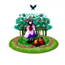 psychedelic forest alice and wonder land midnight gospel bugs life  tattoo design idea