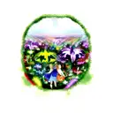 psychedelic forest alice and wonder land midnight gospel bugs life  tattoo design idea