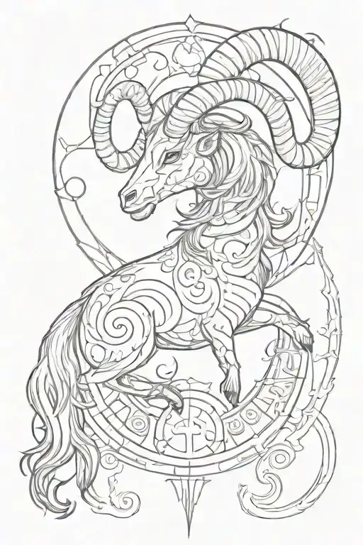 a Capricorn tattoo with I the Capricorn goat and the Capricorn logo and the number 13 tattoo design idea