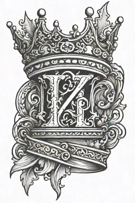 king crown letter z tattoo design idea