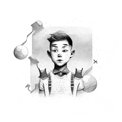 boy in front of goal post  tattoo design idea