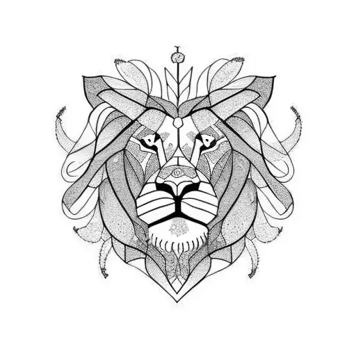rib cage and flowers and lion and cross tattoo design idea