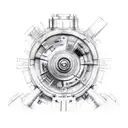 A detailed sketch of a car engine with intricate gears and pistons tattoo design idea