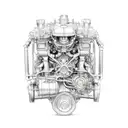 A detailed sketch of a car engine with intricate gears and pistons tattoo design idea
