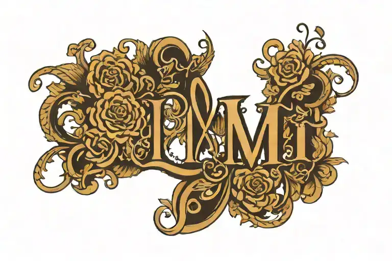 "I XXIX MMI" in serif with "mya jonei" in the middle of it in script tattoo design idea