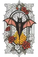 bauhaus bat in a gothic window  tattoo design idea