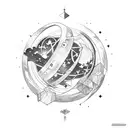 A futuristic gaming-themed tattoo with moon and stars as part of the virtual reality setting tattoo design idea