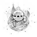 A futuristic gaming-themed tattoo with moon and stars as part of the virtual reality setting tattoo design idea