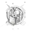 A futuristic gaming-themed tattoo with moon and stars as part of the virtual reality setting tattoo design idea