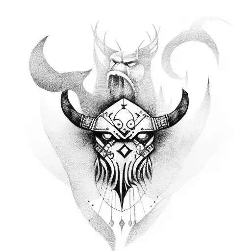 Viking theme crows and tree tattoo design idea