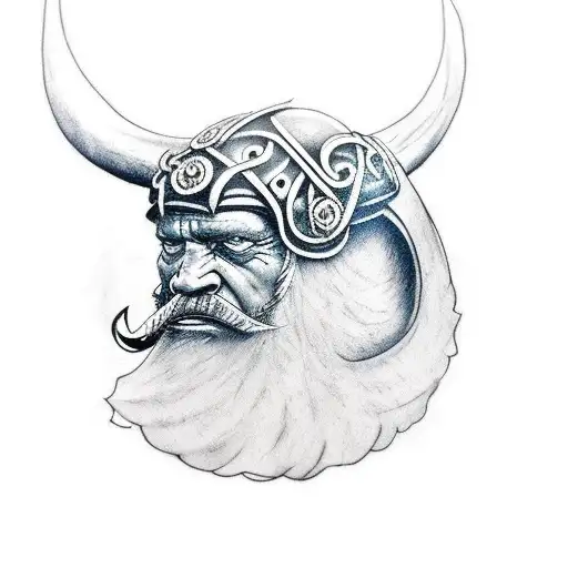 Viking with crows and tree tattoo design idea