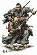 Japanese samuri fighting tattoo design idea