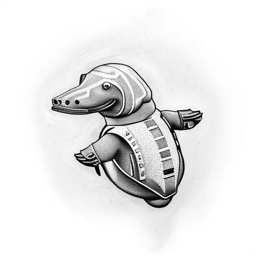 platypus with body armor and gun tattoo design idea