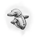 platypus with body armor and gun tattoo design idea