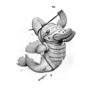 platypus with body armor and gun tattoo design idea