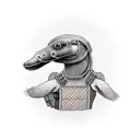 platypus with body armor and gun tattoo design idea