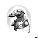 platypus with body armor and gun tattoo design idea