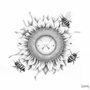 serotonin molecule, sunflower, ladybird, bee, saturn, moon tattoo design idea