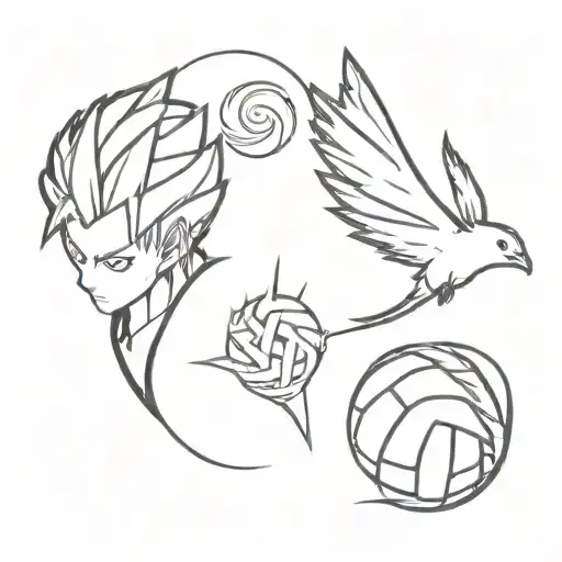 haikyuu spiking + fly tattoo design idea