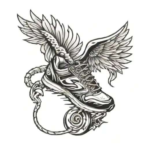 running spike with wings and g in laces  tattoo design idea