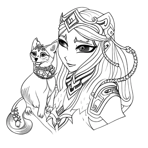 Crystal maiden with your pet tattoo design idea
