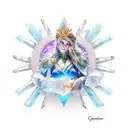 Crystal maiden surrounded by beautiful ice sculptures tattoo design idea