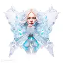 Crystal maiden surrounded by beautiful ice sculptures tattoo design idea