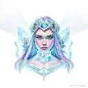 Crystal maiden surrounded by beautiful ice sculptures tattoo design idea