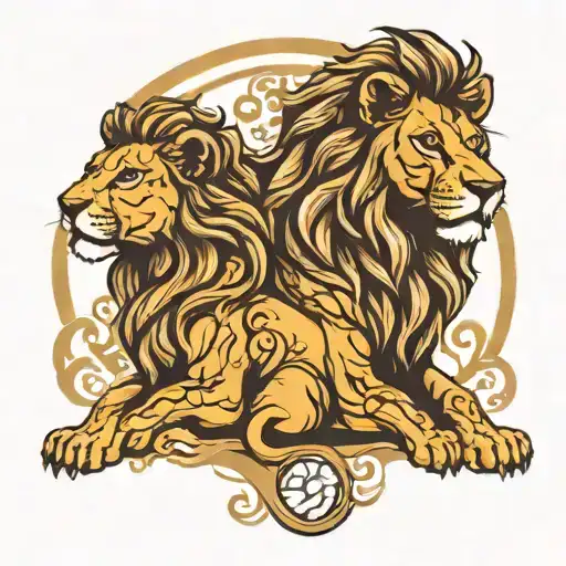 male and female lion tattoo design idea