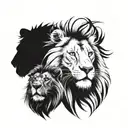 male and female lion face tattoo design idea